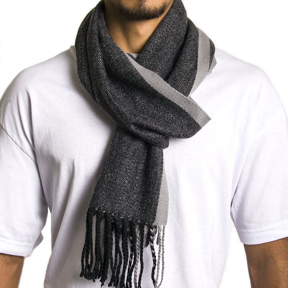 6907 Plaid Scarf Soft Winter Scarves Unisex,Gray, One Size